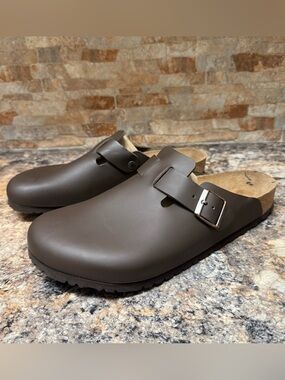 Birkenstock Boston Dark Brown Natural Leather Regular Size 17 US 50 EUR